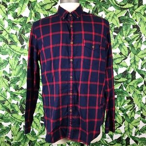 J. Crew Red Navy Kory Check Brushed Twill Shirt